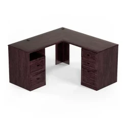 Staples L-Desks<Kendall Park 58.8"W L-Shaped Desk, Cherry (52493)