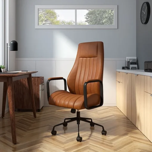 Staples Office Chairs<® Laconia Ergonomic Leather Swivel Manager Chair, Brown (HLC-3932)