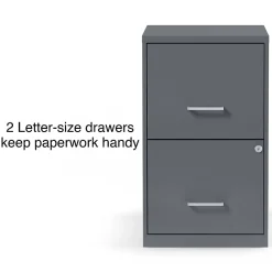 Staples File Cabinets<Light Duty 2-Drawer Mobile Vertical File Cabinet, Letter Size, Lockable, 24.1"H x 14.3"W x 18"D, Charcoal (ST52143-CC)