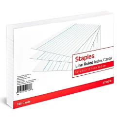 Staples Index Cards<® Lined Index Cards, 5" x 8", White, 100 Cards/Pack (ST51016-CC)