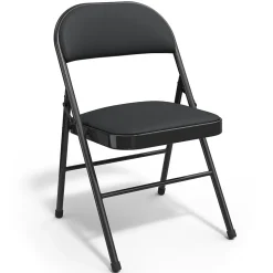 Staples Folding & Stacking<Luxura Faux Leather Folding Chair, Black, 4/Pack (51504)