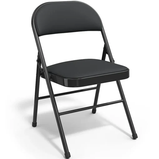 Staples Folding & Stacking<Luxura Faux Leather Folding Chair, Black, 4/Pack (51504)