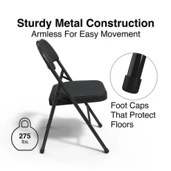 Staples Folding & Stacking<Luxura Faux Leather Folding Chair, Black, 4/Pack (51504)