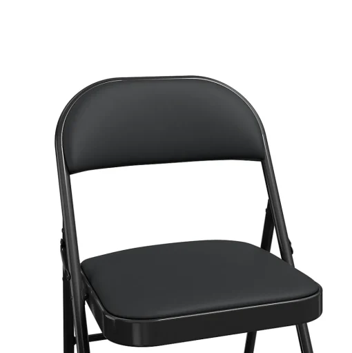 Staples Folding & Stacking<Luxura Faux Leather Folding Chair, Black, 4/Pack (51504)