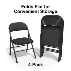 Staples Folding & Stacking<Luxura Faux Leather Folding Chair, Black, 4/Pack (51504)