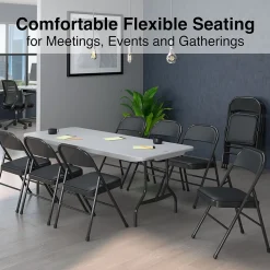 Staples Folding & Stacking<Luxura Faux Leather Folding Chair, Black, 4/Pack (51504)