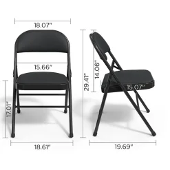 Staples Folding & Stacking<Luxura Faux Leather Folding Chair, Black, 4/Pack (51504)
