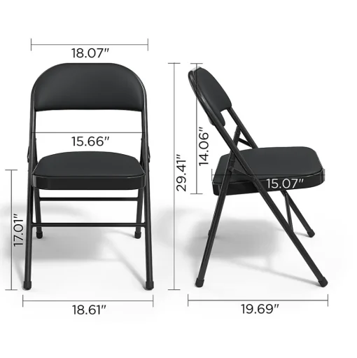 Staples Folding & Stacking<Luxura Faux Leather Folding Chair, Black, 4/Pack (51504)