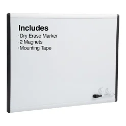 Staples Dry Erase<Magnetic Steel Dry-Erase Whiteboard, Silver/Black, 1.5' x 2' (52484/28213)