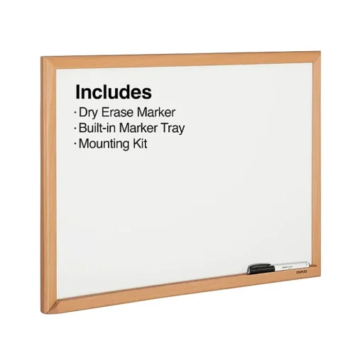 Staples Dry Erase<Melamine Dry-Erase Whiteboard, MDF Frame, 2' x 1.5' (50069)