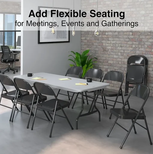 Staples Folding & Stacking<® Metal Office Stacking & Folding Chair, , 4/Pack (51501)
