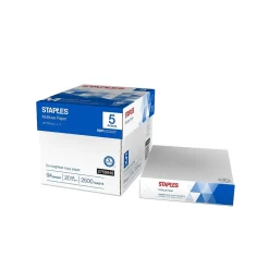 Staples Copy Paper<Multiuse Copy Paper, 8.5" x 11", 20 lbs., 94 Brightness, 500 Sheets/Ream, 5 Reams/Carton (51928)