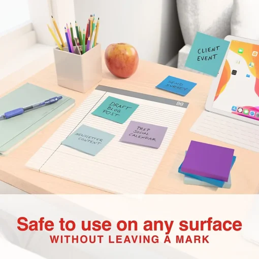 Staples Sticky Notes<Notes, 3" x 3", Marina Collection, 100 Sheet/Pad, 12 Pads/Pack (19758-US)