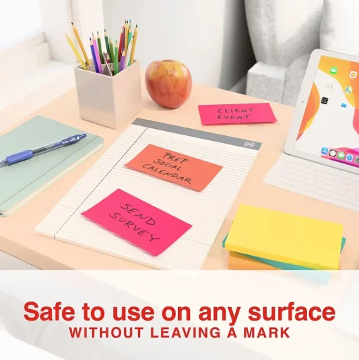 Staples Sticky Notes<Notes, 3" x 5", Pool Party Collection, 100 Sheet/Pad, 12 Pads/Pack (S-35BR12)