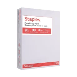 Staples Multipurpose Paper<Pastel 30% Recycled Color Copy Paper, 20 lbs., 8.5" x 11", , 500/Ream (14785)