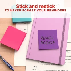 Staples Sticky Notes<® Pop-up Notes, 3" x 3", Berry Blast Collection, 100 Sheet/Pad, 6 Pads/Pack (S33BOP6/52558)