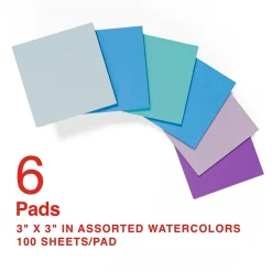 Staples Sticky Notes<Pop-up Notes, 3" x 3", Marina Collection, 100 Sheet/Pad, 6 Pads/Pack (S-33WCP6)