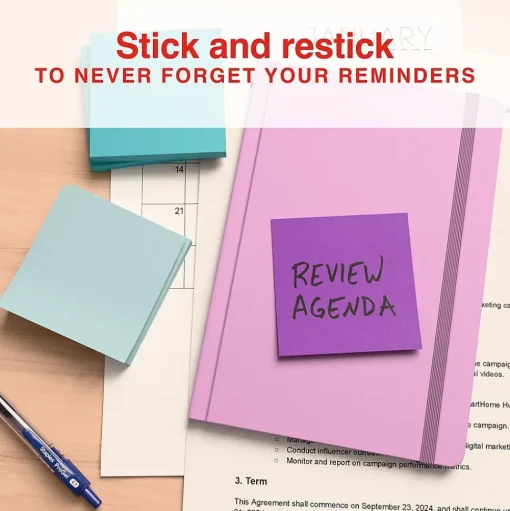 Staples Sticky Notes<Pop-up Notes, 3" x 3", Marina Collection, 100 Sheet/Pad, 6 Pads/Pack (S-33WCP6)