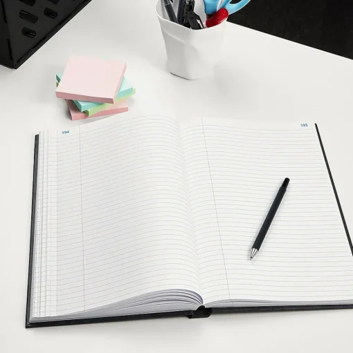 Staples Accounting & Record Journals<Record Book, 7.25"W x 11.75"H, Blue Marble, 300 Sheets/Book (886673)