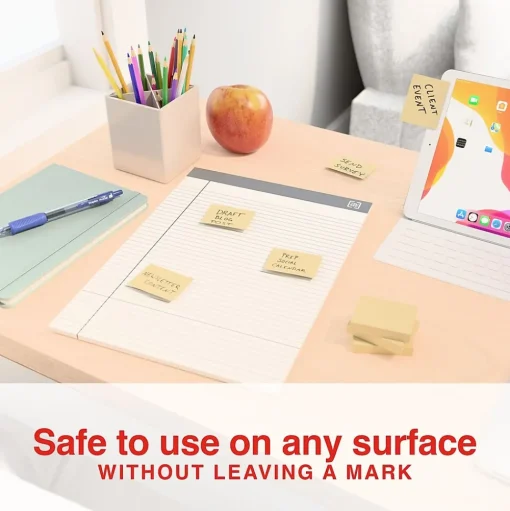 Staples Sticky Notes<Recycled Notes, 1 3/8" x 1 7/8", Sunshine Collection, 100 Sheet/Pad, 12 Pads/Pack (S152YR/1252554)