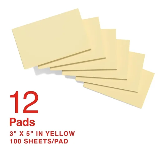 Staples Sticky Notes<Recycled Notes, 3" x 5", Sunshine Collection, 100 Sheet/Pad, 12 Pads/Pack (S-35YR12/52571)