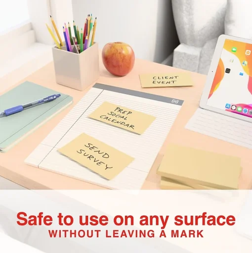 Staples Sticky Notes<Recycled Notes, 3" x 5", Sunshine Collection, 100 Sheet/Pad, 12 Pads/Pack (S-35YR12/52571)