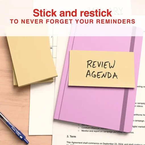 Staples Sticky Notes<Recycled Notes, 3" x 5", Sunshine Collection, 100 Sheet/Pad, 12 Pads/Pack (S-35YR12/52571)