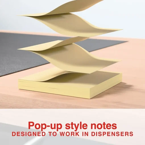Staples Sticky Notes<Recycled Pop-up Notes, 3" x 3", Sunshine Collection, 100 Sheet/Pad, 36 Pads/Pack (S-33YRP36)