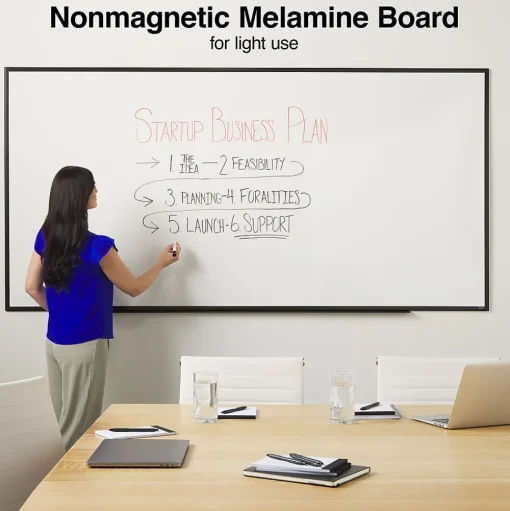 Staples Dry Erase<Standard Durable Melamine Dry-Erase Whiteboard, Aluminum Frame, 8' x 4' (52684-CC)