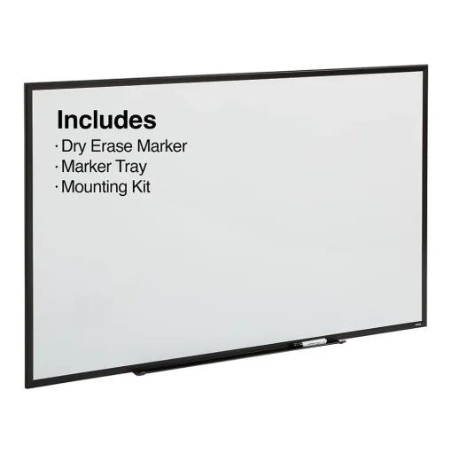 Staples Dry Erase<Standard Durable Magnetic Steel Dry-Erase Whiteboard, Steel Black Frame, 5' x 3' (52480-CC)