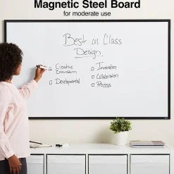 Staples Dry Erase<Standard Durable Magnetic Steel Dry-Erase Whiteboard, Steel Black Frame, 5' x 3' (52480-CC)