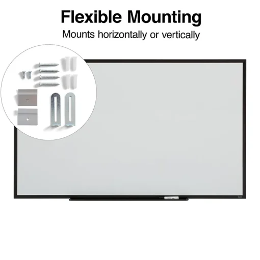 Staples Dry Erase<Standard Durable Magnetic Steel Dry-Erase Whiteboard, Steel Black Frame, 5' x 3' (52480-CC)