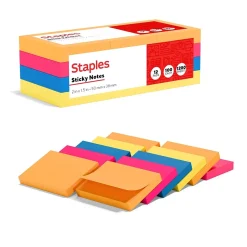 Staples Sticky Notes<Stickies 1 1/2" x 2" Bright Notes, 12 Pads/Pack (S-152BR12/52556)