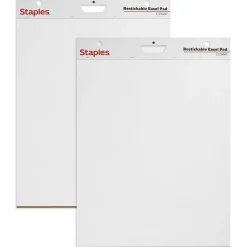 Staples Easel Paper Pads<Stickies Easel Pad, 25" x 30", 30 Sheets/Pad, 2 Pads/Pack (23447)