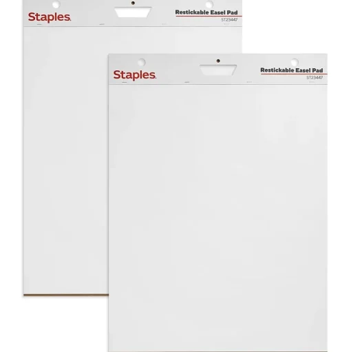 Staples Easel Paper Pads<Stickies Easel Pad, 25" x 30", 30 Sheets/Pad, 2 Pads/Pack (23447)