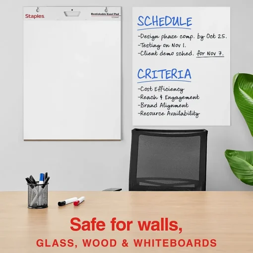 Staples Easel Paper Pads<Stickies Easel Pad, 25" x 30", 30 Sheets/Pad, 2 Pads/Pack (23447)