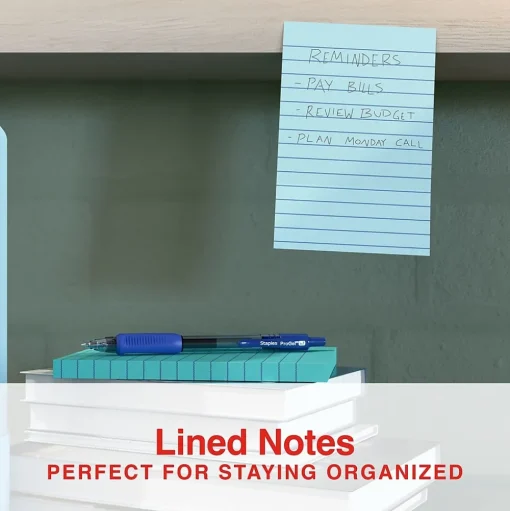 Staples Sticky Notes<Stickies Standard Notes, 4" x 6" Assorted, 100 Sheets/Pad, 5 Pads/Pack (S-46WC5/52573)