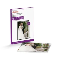 Staples Photo Paper<Supreme Satin Photo Paper, 8.5"W x 11"L, 50/Pack (19893-CC)