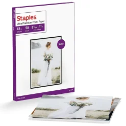 Staples Photo Paper<Ultra Premium Matte Photo Paper, 230 g/m², 8.5"W x 11"L, 50/Pack (19895-CC)