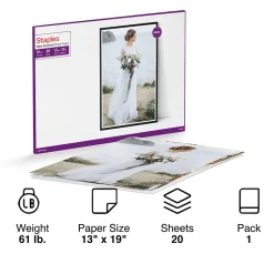 Staples Photo Paper<Ultra Premium Matte Photo Paper, 13"W x 19"L, 20/Pack (19896-CC)