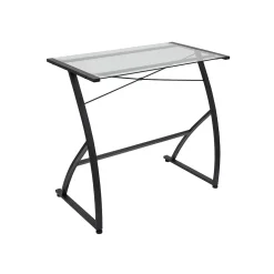 Staples Corner Desks<31.5"W Glass Computer Desk, Black (44851)