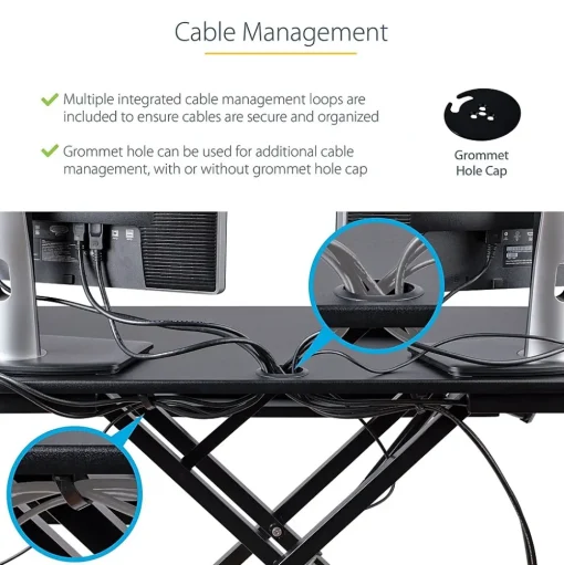 StarTech Standing Desks<Adjustable Large Surface Corner Sit Stand Desk Converter for Dual Monitors, Keyboard Tray, 35" x 21" (ARMSTSCORNR)