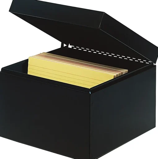 Steelmaster Index Cards<Metal File Box, 900 Card Capacity, Black, 5" x 8"