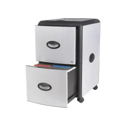 Storex File Cabinets<Deluxe 2-Drawer Mobile Vertical File Cabinet, Letter Size, Lockable, 23"H x 15"W x 19"D, Metal (61352U01C)