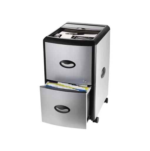 Storex File Cabinets<Deluxe 2-Drawer Mobile Vertical File Cabinet, Letter Size, Lockable, 23"H x 15"W x 19"D, Metal (61352U01C)