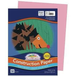 SunWorks Construction Paper<9" x 12" Construction Paper, Pink, 50 Sheets (P7003)