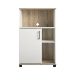 System Build Storage Cabinets<Whitmore 42" Microwave Stand with 6 Shelves, Rustic White/Oak (7014500COM)