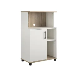 System Build Storage Cabinets<Whitmore 42" Microwave Stand with 6 Shelves, Rustic White/Oak (7014500COM)