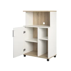 System Build Storage Cabinets<Whitmore 42" Microwave Stand with 6 Shelves, Rustic White/Oak (7014500COM)