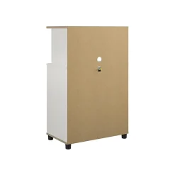 System Build Storage Cabinets<Whitmore 42" Microwave Stand with 6 Shelves, Rustic White/Oak (7014500COM)